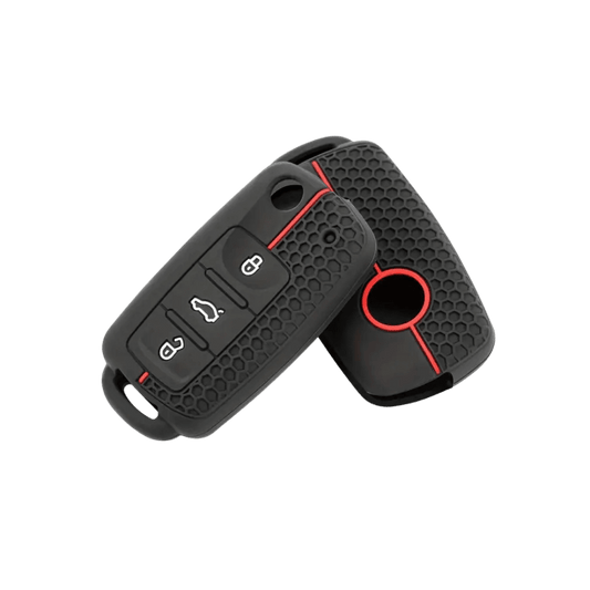 VW Black Silicone Remote Key Cover with Red Accents - Peers Auto