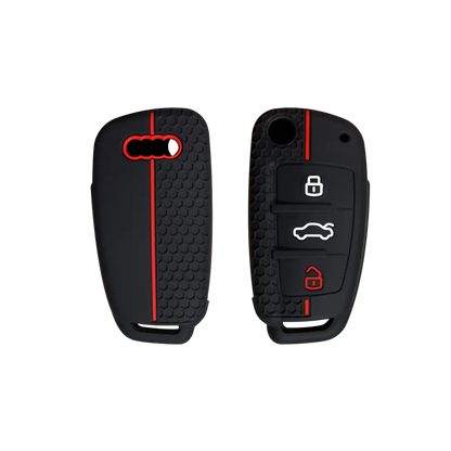 Audi Black Silicone Remote Key Cover with Red Accents